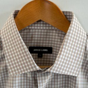 Jared Lang Shirt (L) Brown Gingham Check Cotton